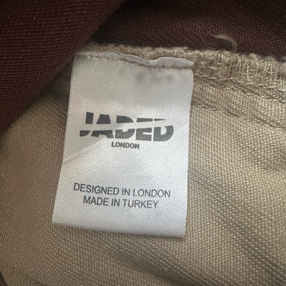 Patchwork Boyfriend Pants Brown Tan Cream Distressed Raw Edge Y2K Grunge Sz W 30 - Picture 8 of 16